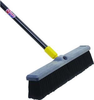 Quickie 00523 Push Broom, 18 in Sweep Face, Polypropylene Bristle, Steel Handle