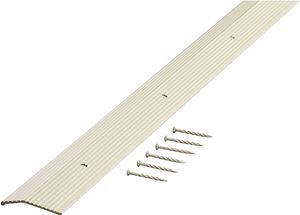 M-D 74187 Carpet Trim, 36 in L, 1.38 in W, Fluted Surface, Aluminum, Almond