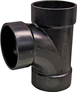 Canplas 102154LBC Sanitary Pipe Tee, 4 in, Hub, ABS, Black