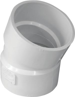 IPEX 414203BC Sewer Pipe Elbow, 3 in, Hub, 22.5 deg Angle, PVC, White