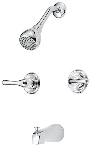 Boston Harbor Tub/Shower, Fixed Mount Showerhead, 1.75 gpm Showerhead, 1 Spray Settings, Zinc Tub Spout