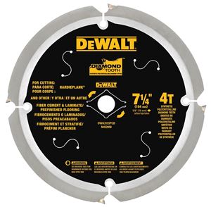 DEWALT DWA3193PCD/DW3193 Circular Saw Blade, 7-1/4 in Dia, 5/8 in Arbor, 4-Teeth, Polycrystalline Cutting Edge