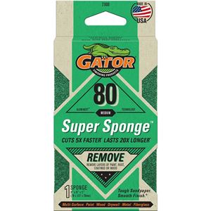 Gator 7300 Sanding Sponge, 5 in L, 3 in W, 80 Grit, Coarse, Aluminum Oxide Abrasive