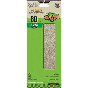 Gator 5043 Sanding Sheet, 3-2/3 in W, 9 in L, 60 Grit, Coarse, Aluminum Oxide Abrasive, Paper Backing