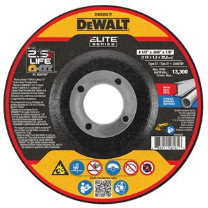 DEWALT ELITE Series DWA8957F Cutting Wheel, 5 in Dia, 0.04 in Thick, 7/8 in Arbor, Ceramic Abrasive