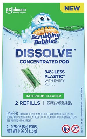 Scrubbing Bubbles Dissolve 00047 Concentrated Bathroom Cleaner Refill, 0.28 oz, Dissolve Pod, Marine, Ozone