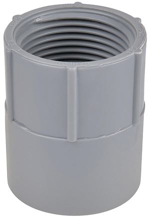 Carlon E942JR Conduit Adapter, 2 in FPT x Socket, 2-47/64 in Dia, 2-5/16 in L, PVC, Gray