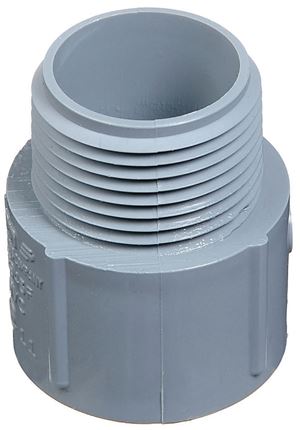 Carlon E943GR-CTN Terminal Adapter, 1-1/4 in MPT x Socket, 1.97 in Dia, 1.98 in L, PVC, Gray