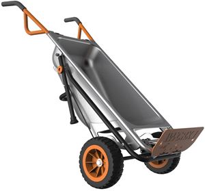 Worx WG050 Yard Cart, 300 lb, Metal Deck, 2-Wheel, 10 in Wheel, Flat-Free Wheel, Comfort-Grip Handle