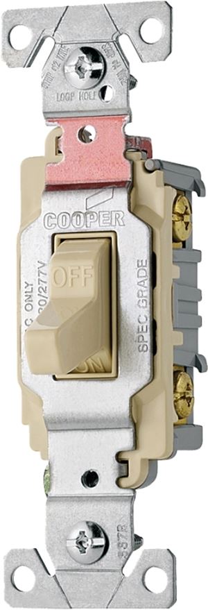 Eaton Wiring Devices CS120V Toggle Switch, 20 A, 120/277 V, Lead Wire Terminal, Nylon Housing Material, Ivory
