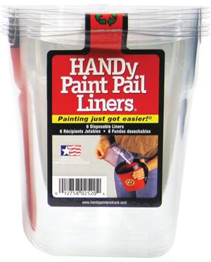 Handy Products BER-2520-CT Paint Pail Liner, 1 qt, Plastic, Clear