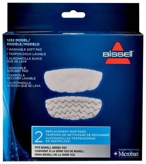 Bissell 1252 Mop Pad Kit, 4 in L, 12 in W, Microfiber Cloth, Machine Washable: Yes