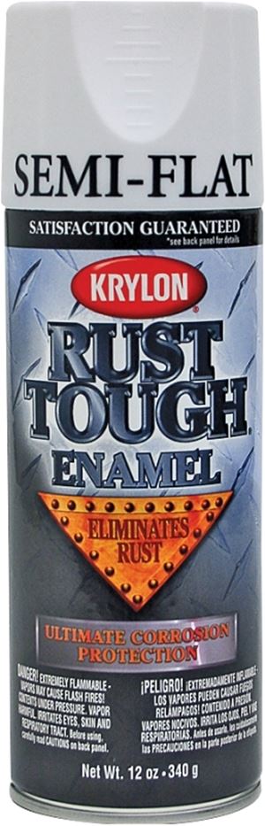 Krylon Rust Tough K09201007 Rust Preventative Spray Paint, Semi-Flat, White, 12 oz, Can