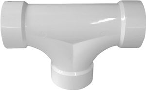 Canplas 193724 2-Way Cleanout Pipe Tee, 4 in, Hub, PVC, White