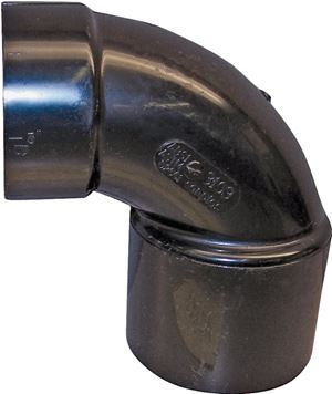 Canplas 103103BC Reducing Closet Pipe Elbow, 4 x 3 in, Spigot x Hub, 90 deg Angle, ABS, Black