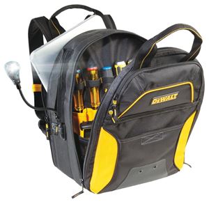 CLC DGCL33 Tool Backpack with Lighted USB Charging, 13 in W, 10-1/4 in D, 17 in H, 33-Pocket, Polyester, Black/Yellow