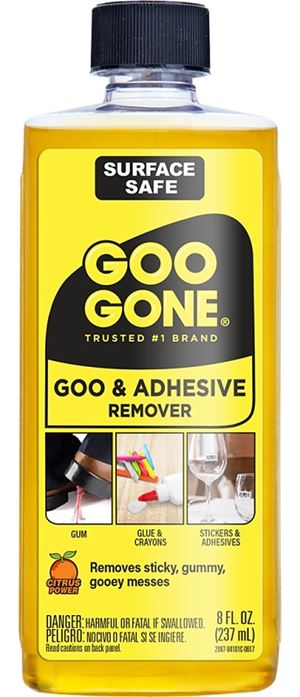 Goo Gone 2087 Goo and Adhesive Remover, 8 oz Bottle, Liquid, Citrus, Yellow