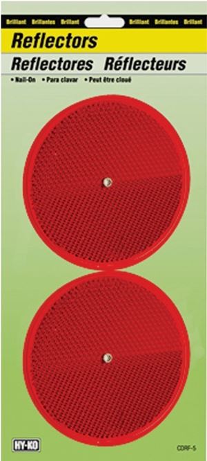 Hy-Ko CDRF-5R Carded Reflector, 9.63 in L Post, Red Reflector