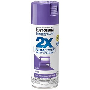 Rust-Oleum Painter's Touch 2X Ultra Cover 334033 Spray Paint, Gloss, Grape, 12 oz, Aerosol Can