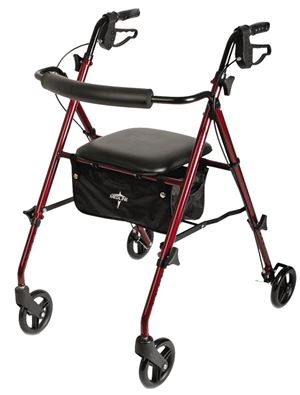 Medline MDS86825SLR Rollator, 29-1/2 to 36 in H, Burgundy