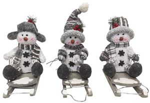 Hometown Holidays Plush Snowman On Sled Toy, Assorted, 10 in  12 Pack