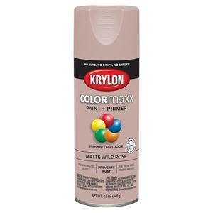 Krylon COLORmaxx K05601007 Spray Paint, Matte, Wild Rose, 12 oz, Aerosol Can