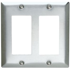 Pass & Seymour 2 gang Silver Stainless Steel Rocker/GFCI Wall Plate 1 pk