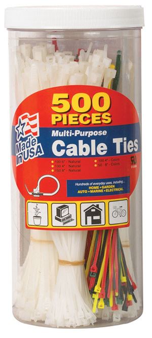 Gardner Bender  4", 6", 8"  L Assorted  Cable Tie  500 pk