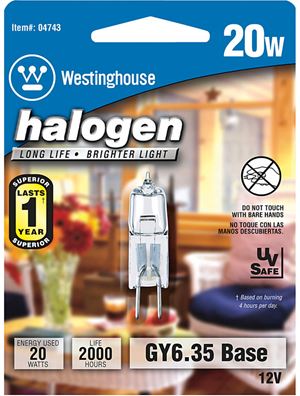 Westinghouse Halogen Light Bulb 20 watts 290 lumens Tubular T4 GY6.35 White 1 pk