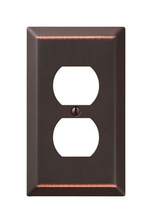 Amerelle 1 gang Aged Bronze Stamped Steel Duplex Outlet Wall Plate 1 pk