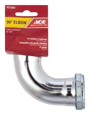 Ace Schedule 40 Slip To Slip 1-1/2 Dia. x 1-1/2 Dia. 90 deg. Chrome Plated Brass Elbow