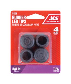 Ace Rubber Round Leg Tip Black 5/8 in. W 4 pk