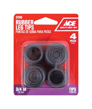 Ace Rubber Round Leg Tip Black 3/4 in. W 4 pk