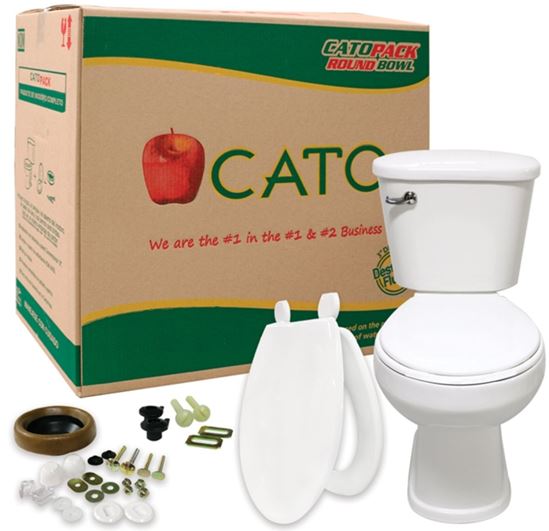 Cato J0052013120 Toilet, Round Bowl, 1.6 gpf Flush, 15 in H Rim, White - VORG1985118