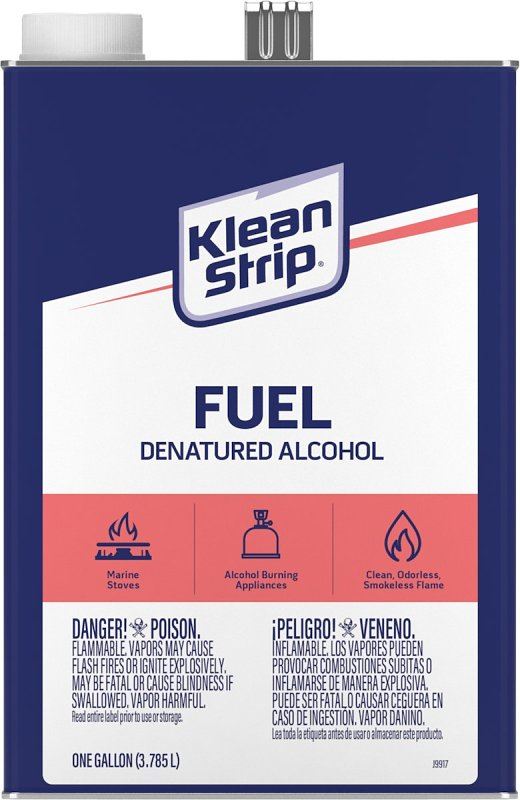 Klean Strip GSL26 Denatured Alcohol Fuel, Liquid, Alcohol, Water White, 1 gal, Can, Pack of 4