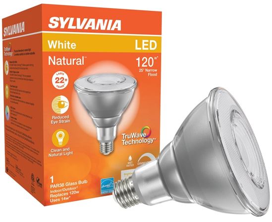 Sylvania 40903 Natural LED Bulb, Spotlight, PAR38 Lamp, E26 Lamp Base, Dimmable, Clear, Cool White Light - VORG1228519