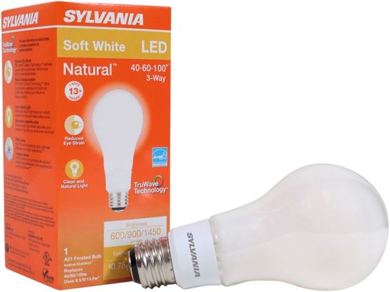 Sylvania 40777 Natural LED Bulb, 3-Way, A21 Lamp, 40/60/100 W Equivalent, E26 Lamp Base, Dimmable, Frosted - VORG1228030