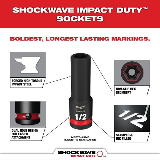 Milwaukee SHOCKWAVE Impact Duty Series 49-66-6800 Socket Set, Includes: Packout Compact Low-Profile Organizer - VORG1390335