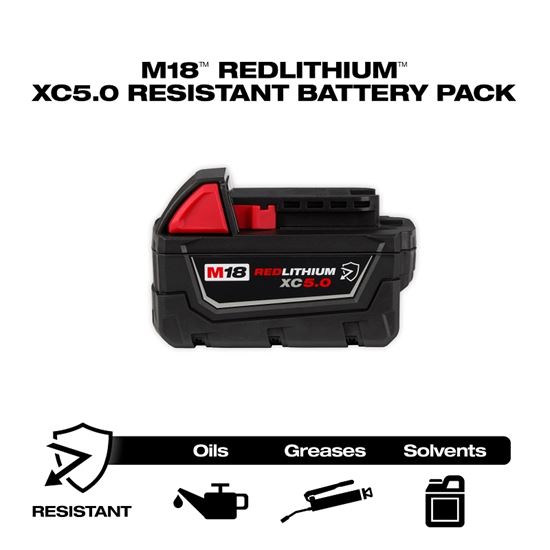 Milwaukee M18, REDLITHIUM 48-11-1850R Resistant Battery, 18 V Battery, 5 Ah, 60 min Charging - VORG1300755