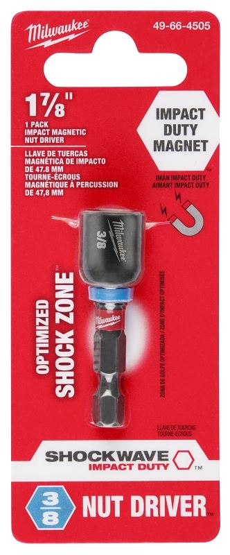 Milwaukee 49-66-4505 Nut Driver, 3/8 in Drive, 1-7/8 in OAL, 1/4 in L Shank, Magnetic - VORG0475459