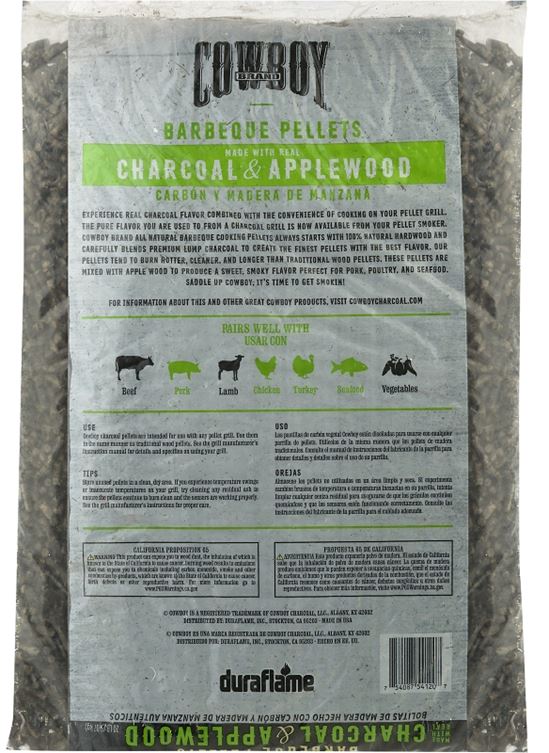 Cowboy 54120 Barbeque Pellet, 18 in L, Wood, 20 lb Bag - VORG0360099