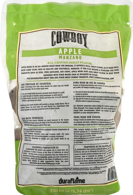 Cowboy 52330 Smoking Chunk, 16-3/4 in L, Wood, 350 cu-in, Pack of 6 - VORG0360040