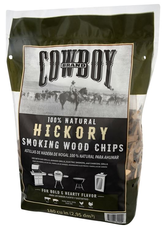 Cowboy 51112T Smoking Chip, Hickory, 12 in L, Wood, 180 cu-in, Pack of 6 - VORG0359927