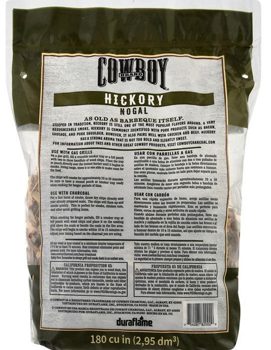 Cowboy 51112T Smoking Chip, Hickory, 12 in L, Wood, 180 cu-in, Pack of 6 - VORG0359927