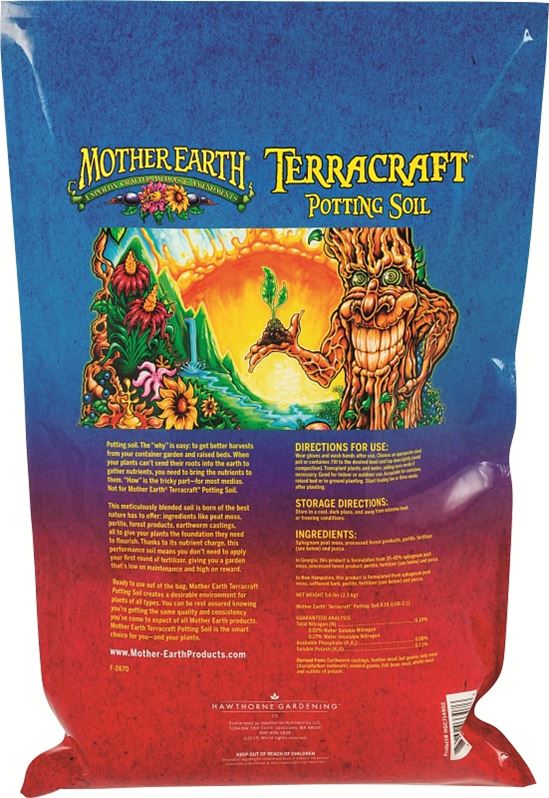 Mother Earth Terracraft HGC714902 Potting Soil, Solid, Light Brown, 12 qt Package, Pallet - VORG9518184