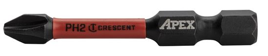 Crescent APEX Vortex CAVB2PH2-2 Impact Power Bit, #2 Drive, Phillips Drive, 1/4 in Shank, Hex Shank, 2 in L, Steel, Pack of 4