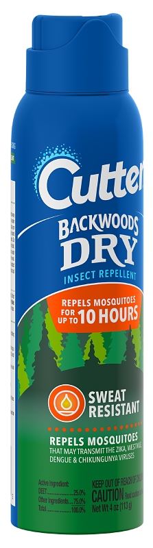 Cutter Backwoods HG-96248 Dry Insect Repellent, Aerosol, DEET, Ethanol, 4 oz Aerosol Can - VORG7348600