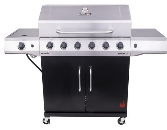 Char-Broil 463229021 Gas Grill, 60,000 Btu, Liquid Propane, 6-Burner, Chef's Tray, 10,000 BTU Side Burner, Cabinet Storage