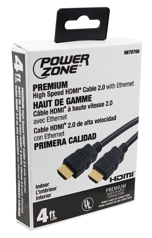 PowerZone ORHDMI03 High-Speed HDMI Cable, HDMI Gold, Black Sheath, 4 ft L - VORG9870700