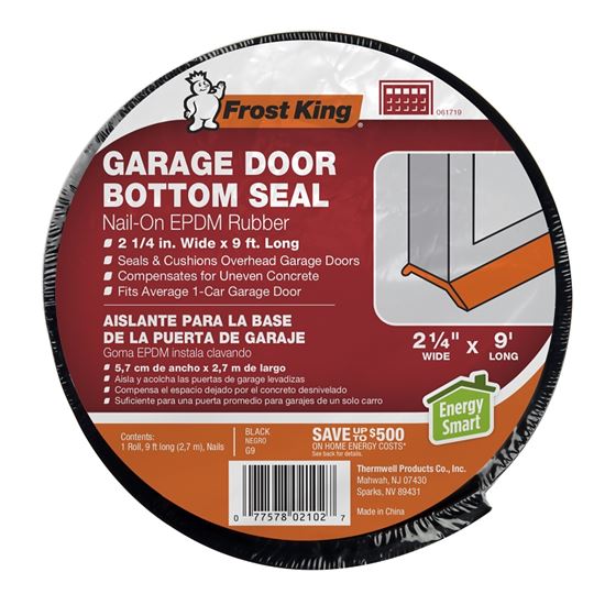 Frost King G16H Garage Door Bottom Kit, 2-1/4 in W, 16 ft L, Rubber, Black - VORG9626961